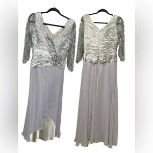 My queen silver FORMAL MODEST MOTHER OF THE BRIDE GROOM DRESS M